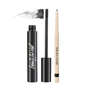 Beauty For Real I-Line 24-7 Eyeliner (Black Magic) & Hi-Def Mascara (Just Black) Set - Long-Wearing, Waterproof Gel Eyeliner   Defining & Volumizing Lash Definer - 1.1 oz