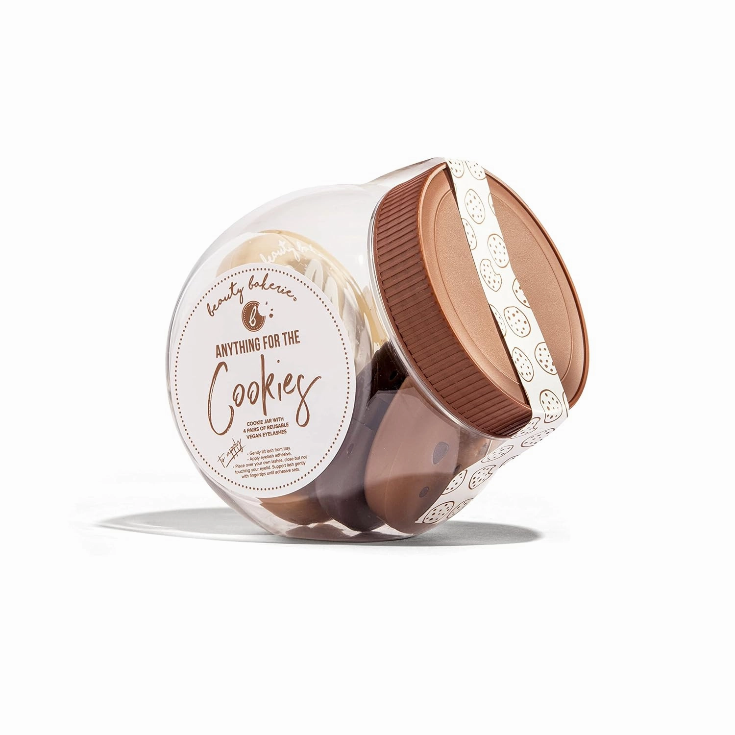 Beauty Bakerie Reusable False Eyelashes with Compact   Mirror, Natural & Wispy False Eye Lashes Pack, Makeup Essentials, Fake Strip Lashes for Natural Look, Anything for the Cookies