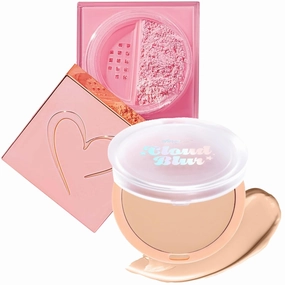 Beauty Bundle Beauty Creations Pink Cloud Pink Loose Setting Powder & Amorus Cloud Blur Matte Balm Foundation, Minimizes Pores, Matte 14HR Shine Control (Almond)