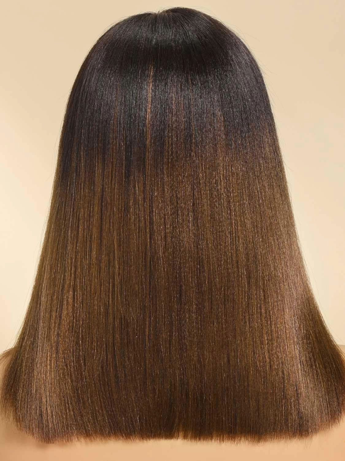 Beauty Forever Bob Wig Human Hair Black to Chestnut Brown Yaki Straight Bob Glueless Lace Front 150% Density 10 Inches Pre Cut Plucked HD Lace Bye Bye Knots Ready to Go Short Wig Beginner Friendly