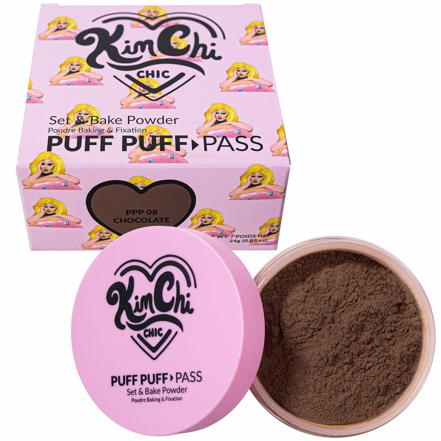 Beauty Puff Puff Pass Set and Bake Powder, Loose Face Powder with Extra Fluffy Setting Powder Puff, Soft Natural Face Makeup for Uneven Skin Tone, 03 Translucent