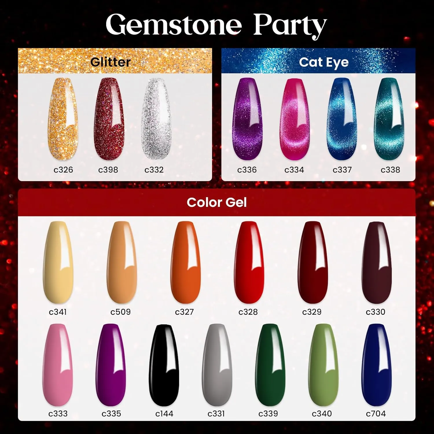 Beetles Cat Eye Gel Nail Polish Set, 20 Colors Magnetic Gel Polish Red Purple Blue Color Polish Set with Double-ended Pen and Magnet, Base&Top Coat, Manicured Soak Off UV Spring Gifts for Women