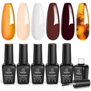 Beetles Gel Nail Polish with Blooming Gel Amber Attraction 5 Colors Gel Polish White Wine Gel Polish Set 1pcs Clear Blooming Gel Polish Soak Off Uv Gel Polish Set for Women