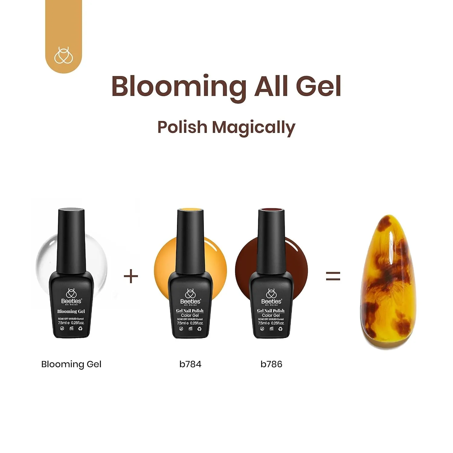 Beetles Gel Nail Polish with Blooming Gel Amber Attraction 5 Colors Gel Polish White Wine Gel Polish Set 1pcs Clear Blooming Gel Polish Soak Off Uv Gel Polish Set for Women