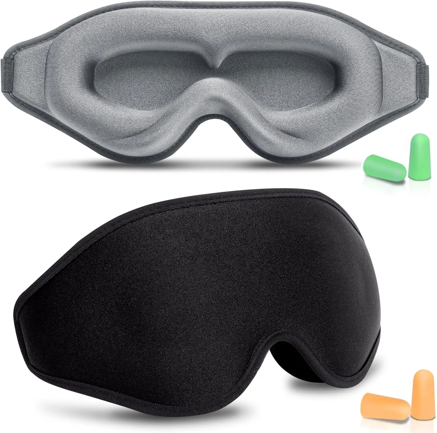 BeeVines Sleep Mask for Lash Extensions, 2 Pack Upgraded Eye Mask for Lash Extensions, 99.9% Light Blocking 3D Eyelash Cover, Night Sleep Eye Covers for Women, Blindfold for Airplane (Black & Grey)