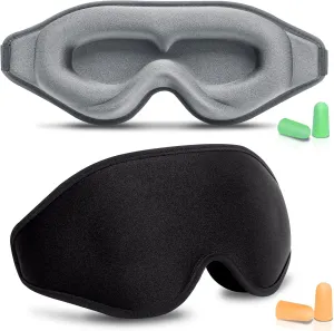 BeeVines Sleep Mask for Lash Extensions, 2 Pack Upgraded Eye Mask for Lash Extensions, 99.9% Light Blocking 3D Eyelash Cover, Night Sleep Eye Covers for Women, Blindfold for Airplane (Black & Grey)