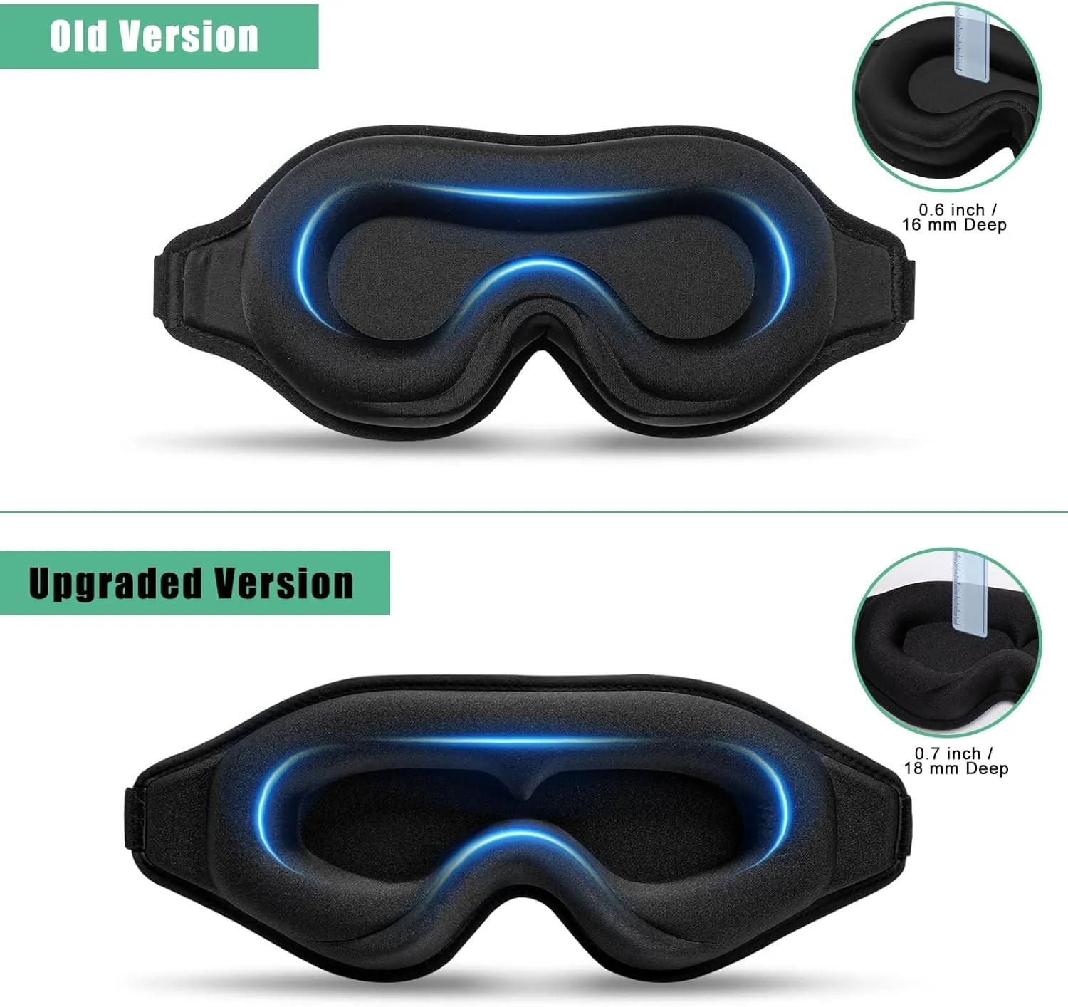 BeeVines Sleep Mask for Lash Extensions, 2 Pack Upgraded Eye Mask for Lash Extensions, 99.9% Light Blocking 3D Eyelash Cover, Night Sleep Eye Covers for Women, Blindfold for Airplane (Black & Pink)