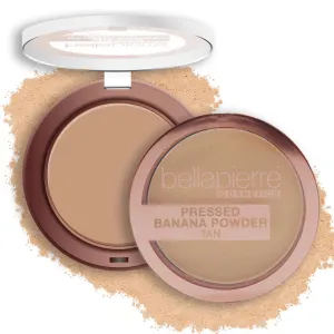 bellapierre Pressed Banana Setting Powder | Lightweight Color Corrector | Eliminates Dark Under Eye Circles & Redness | Talc-Free Powder | Compact Matte Banana Powder - Tan - 0.28 Oz