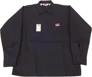 Ben Davis Men's Long Sleeve Plaid Half Zipper Shirt (Large, Black)