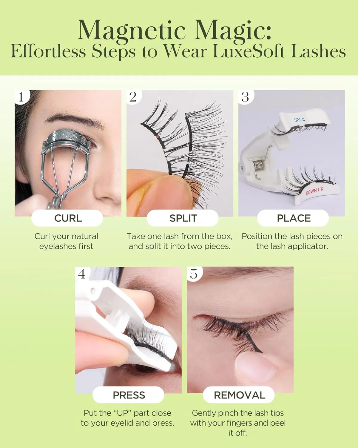 BEYELIAN Soft Magnetic Eyelashes, Reusable Magnetic Eyelashes with Applicator Eyelash Extension Kit, Glue-free False Lashes Magnetic Eyelashes without Eyeliner, Easy to Wear and Remove (L24)
