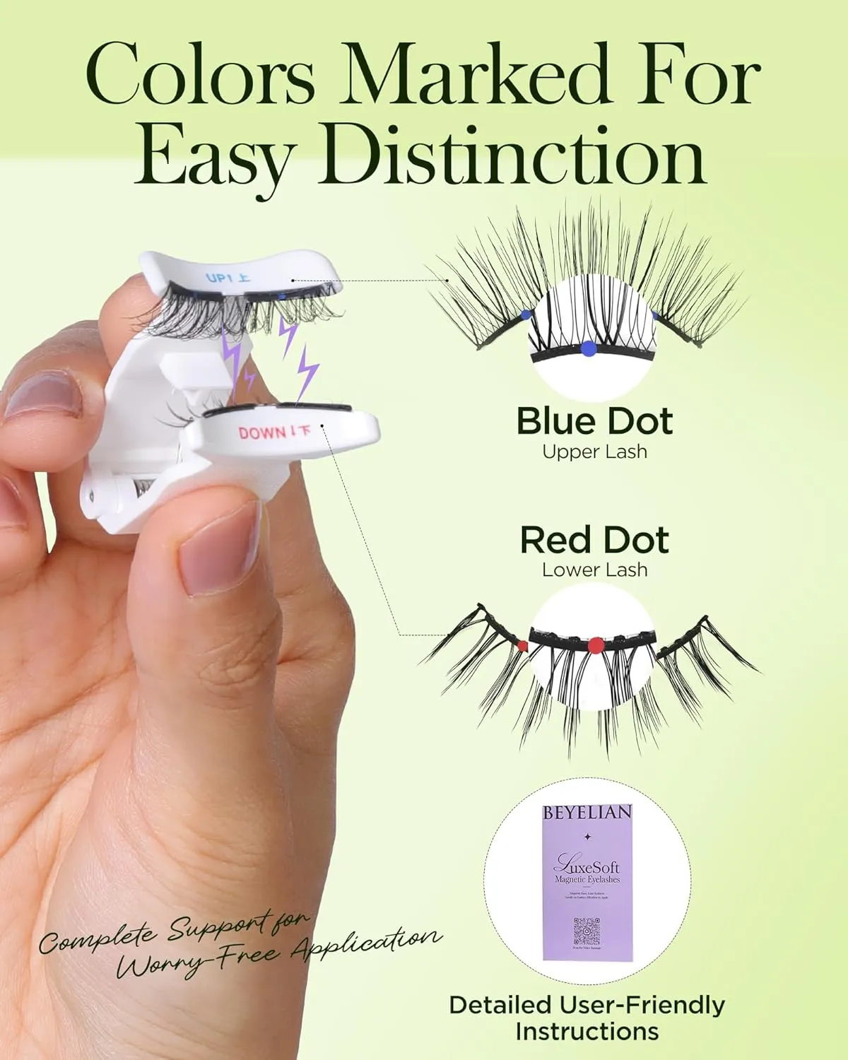 BEYELIAN Soft Magnetic Eyelashes, Reusable Magnetic Eyelashes with Applicator Eyelash Extension Kit, Glue-free False Lashes Magnetic Eyelashes without Eyeliner, Easy to Wear and Remove (L24)