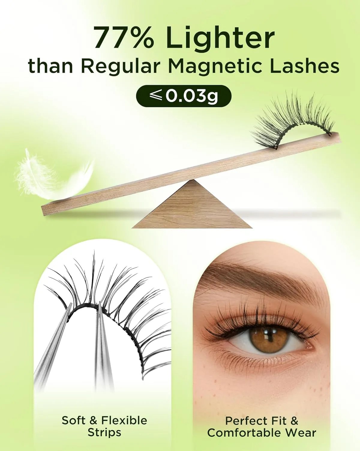 BEYELIAN Soft Magnetic Eyelashes, Reusable Magnetic Eyelashes with Applicator Eyelash Extension Kit, Glue-free False Lashes Magnetic Eyelashes without Eyeliner, Easy to Wear and Remove (L24)