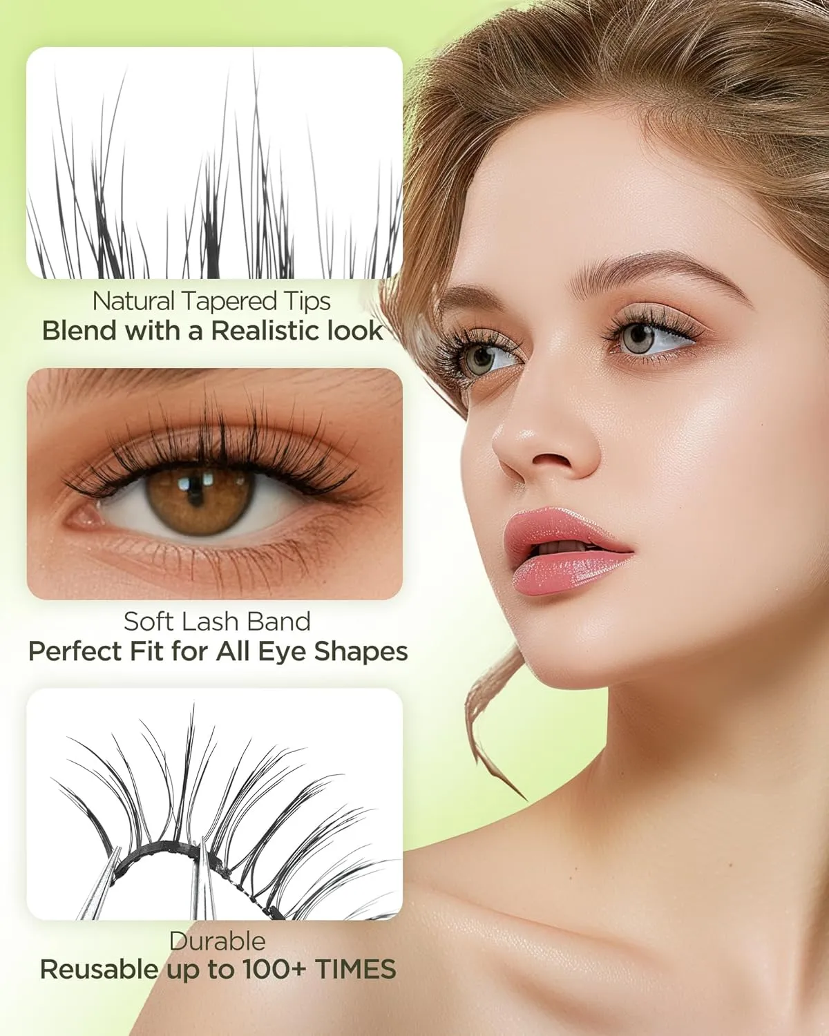 BEYELIAN Soft Magnetic Eyelashes, Reusable Magnetic Eyelashes with Applicator Eyelash Extension Kit, Glue-free False Lashes Magnetic Eyelashes without Eyeliner, Easy to Wear and Remove (L24)