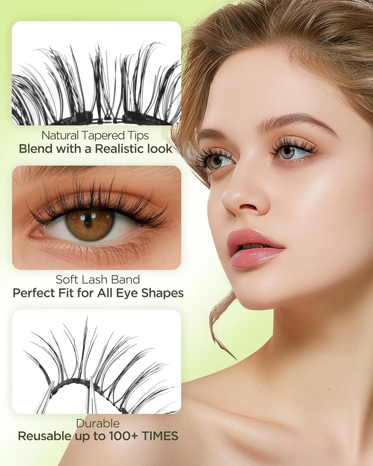 BEYELIAN Soft Magnetic Eyelashes with Applicator, Reusable Magnetic Lashes No Glue Needed, Eyelashes Natural Look, Easy to Wear and Remove (L22)