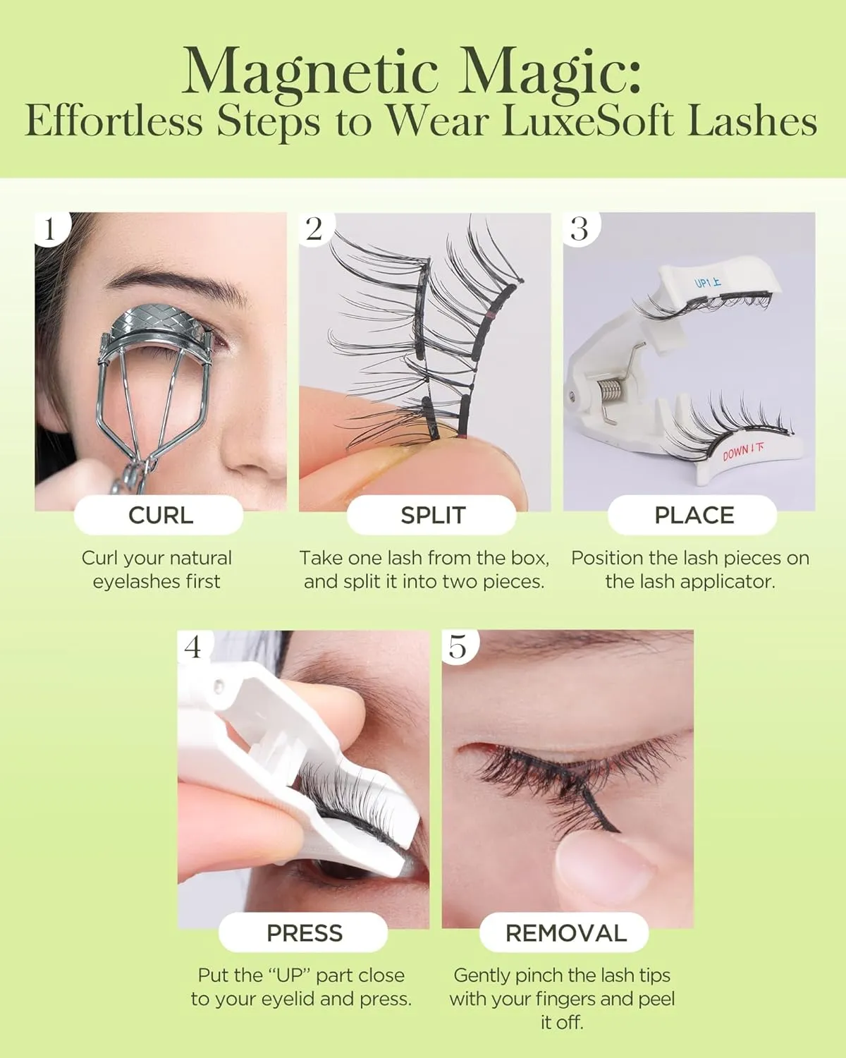 BEYELIAN Soft Magnetic Eyelashes with Applicator, Reusable Magnetic Lashes No Glue Needed, Eyelashes Natural Look, Easy to Wear and Remove (L22)