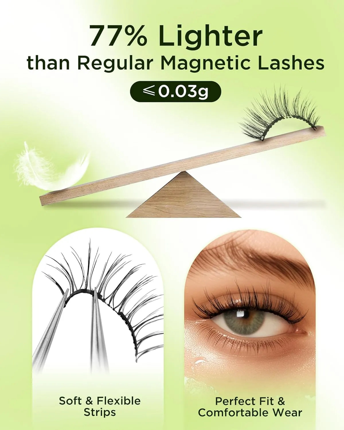 BEYELIAN Soft Magnetic Eyelashes with Applicator, Reusable Magnetic Lashes No Glue Needed, Eyelashes Natural Look, Easy to Wear and Remove (L22)