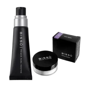 Bissú Face Kit: Silky Primer (27.5 ml) & Setting Powder (8g) - Oil-Free, Fragrance-Free, with Hyaluronic Acid & Jojoba Oil for a Matte Finish