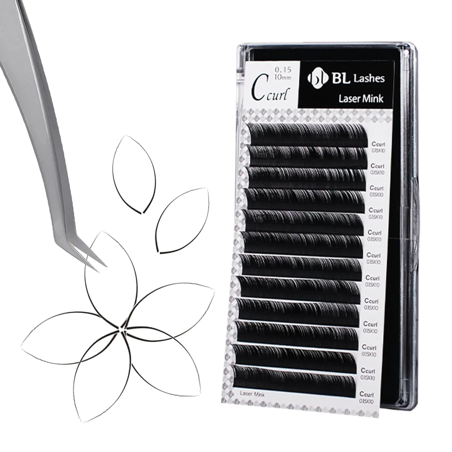 BL Laser Mink Classic Synthetic Lashes, 0.15 Thickness, D Curl Mix (7~14mm), Natural Semi Permanent Eyelashes, Longer-lasting Eyelash Extension Supplies