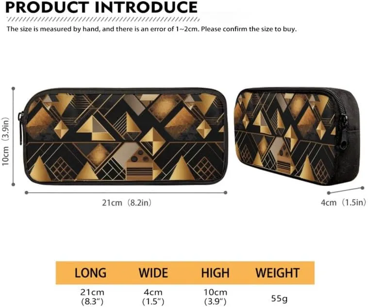 Black Golden Geometry Print 3pcs SchoolBag Teenager Gifts for Men & Women Abstract Art Rectangle Stripe Pattern Fits 12 inch laptop Bag Lunch Bag Pencil Case
