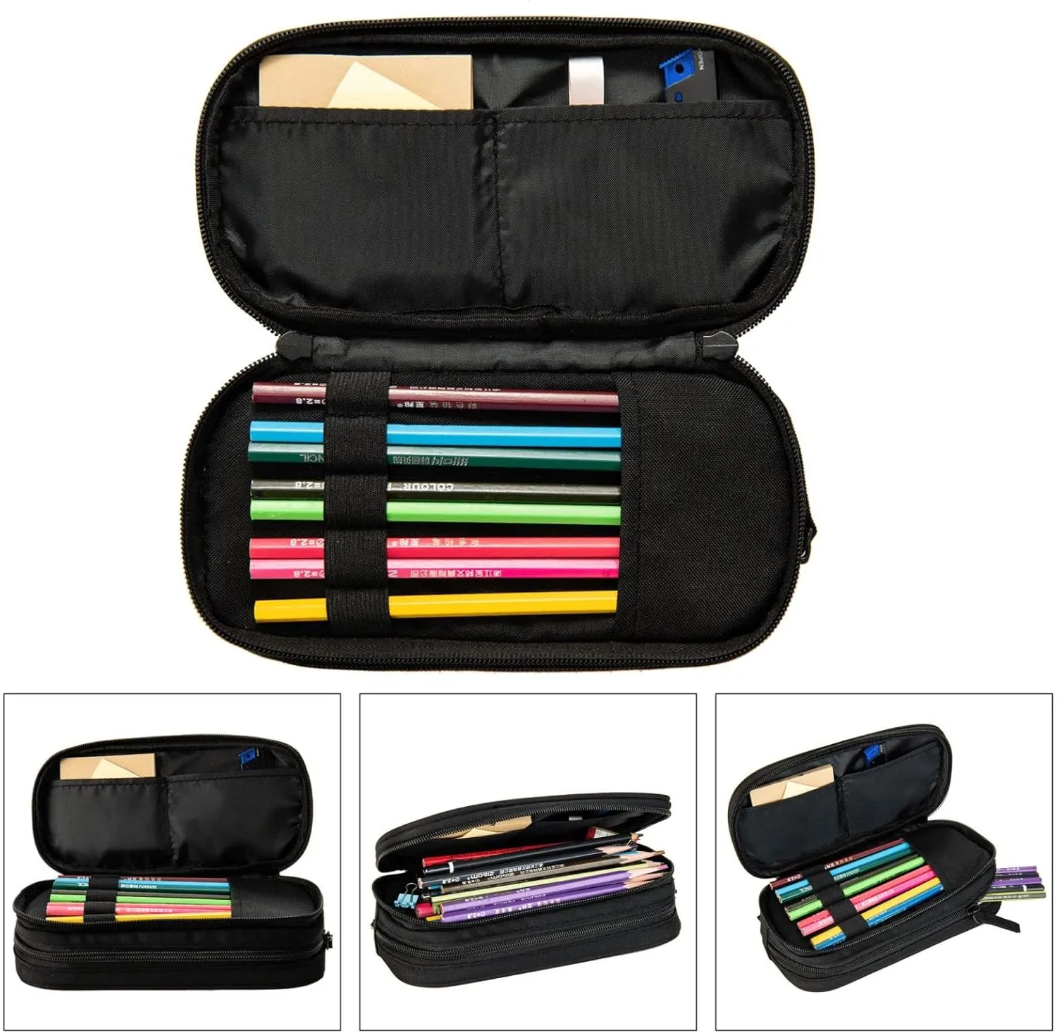 Black Leopard Print Multifunctional Pocket Backpack Crossbody Lunch Bag Pencil Case 3Pcs Set Large Capacity Backpack