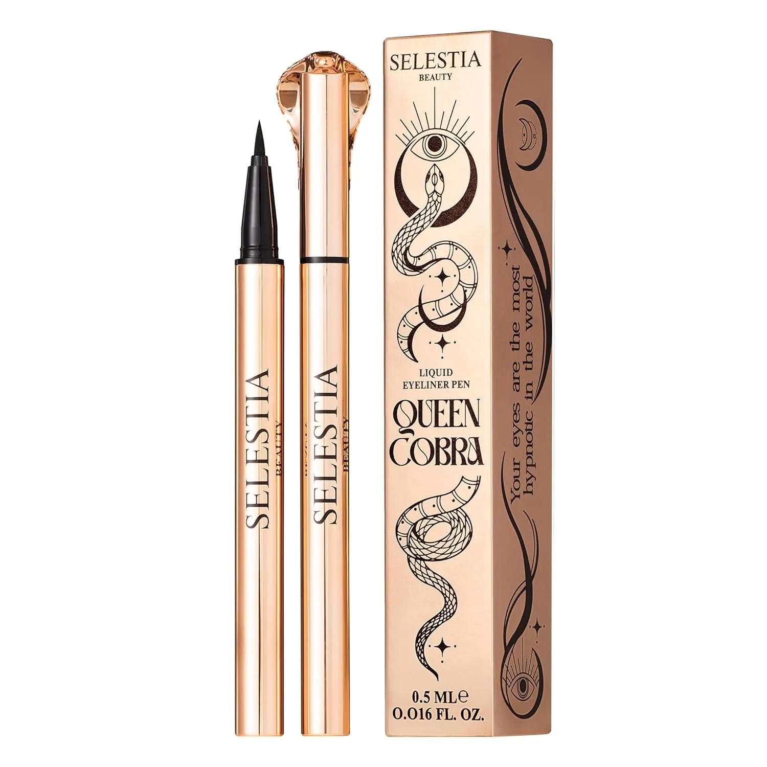 Black Liquid Eyeliner Pencil Queen Cobra – Long-Lasting & Waterproof – Quick-Drying, No Flaking – Thin Applicator & Intense Color – 0.016 fl.oz