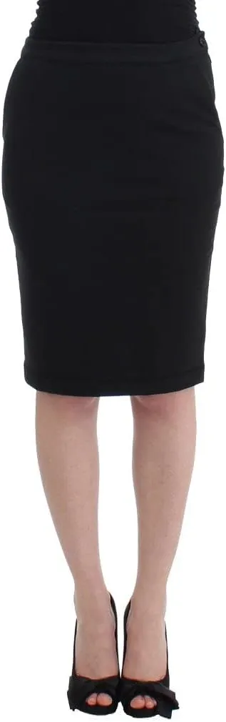 Black Straight Pencil Skirt IT46|XL