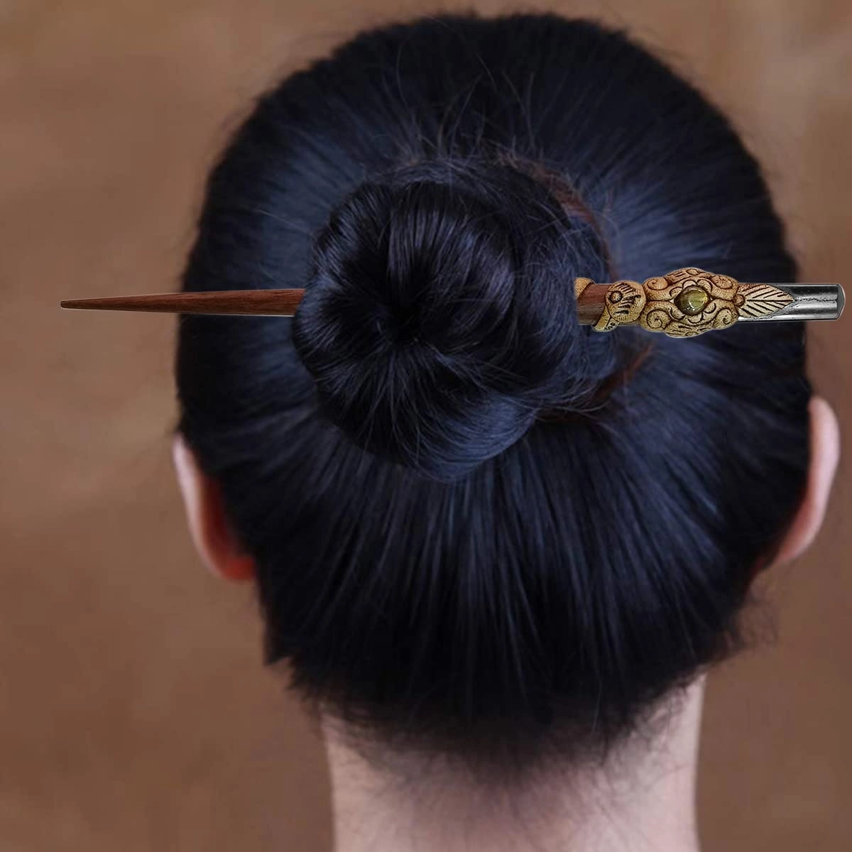 Black Tourmaline Wooden Bun Hair Stick,Crystal Point Stick,Mix Hair Stick,Gemstone Hair Stick for Women and Girls