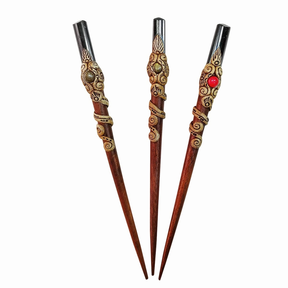 Black Tourmaline Wooden Bun Hair Stick,Crystal Point Stick,Mix Hair Stick,Gemstone Hair Stick for Women and Girls