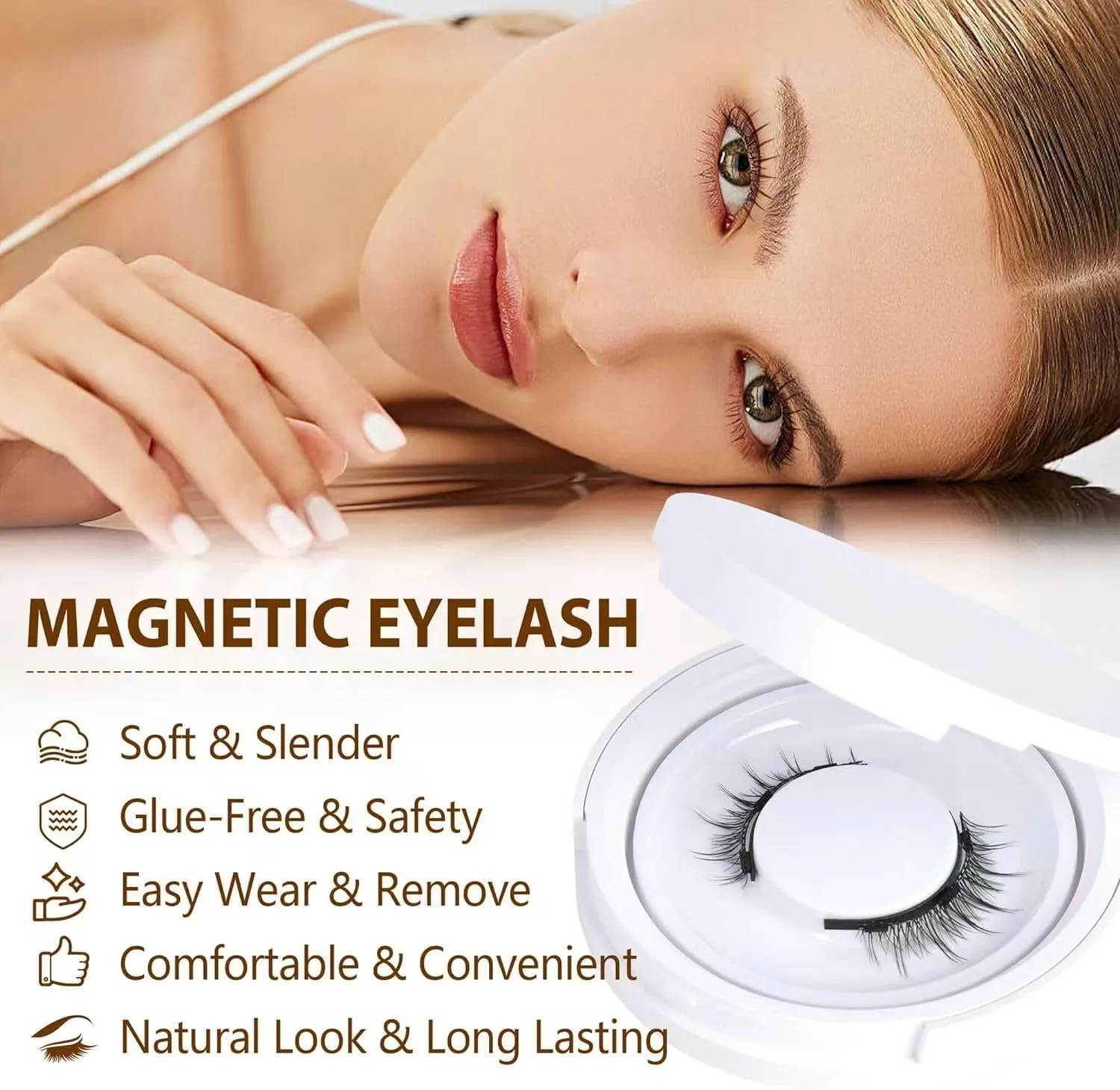Blisora Magnetic Lashes, Blisdora Original Sandwich Lashes, Reusable Magnetic Lashes Natural Look (Natural)