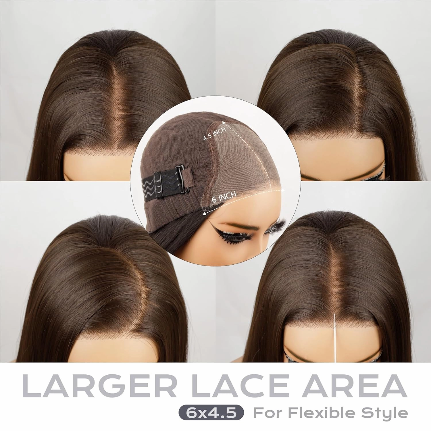 BLL Brown Wig, Glueless Synthetic Pre Plucked Pre Cut 6x4.5 Lace Front Chocolate Dark Brown Easy to Wear Put on and Go 26inch Long Straight Wigs for Black Women