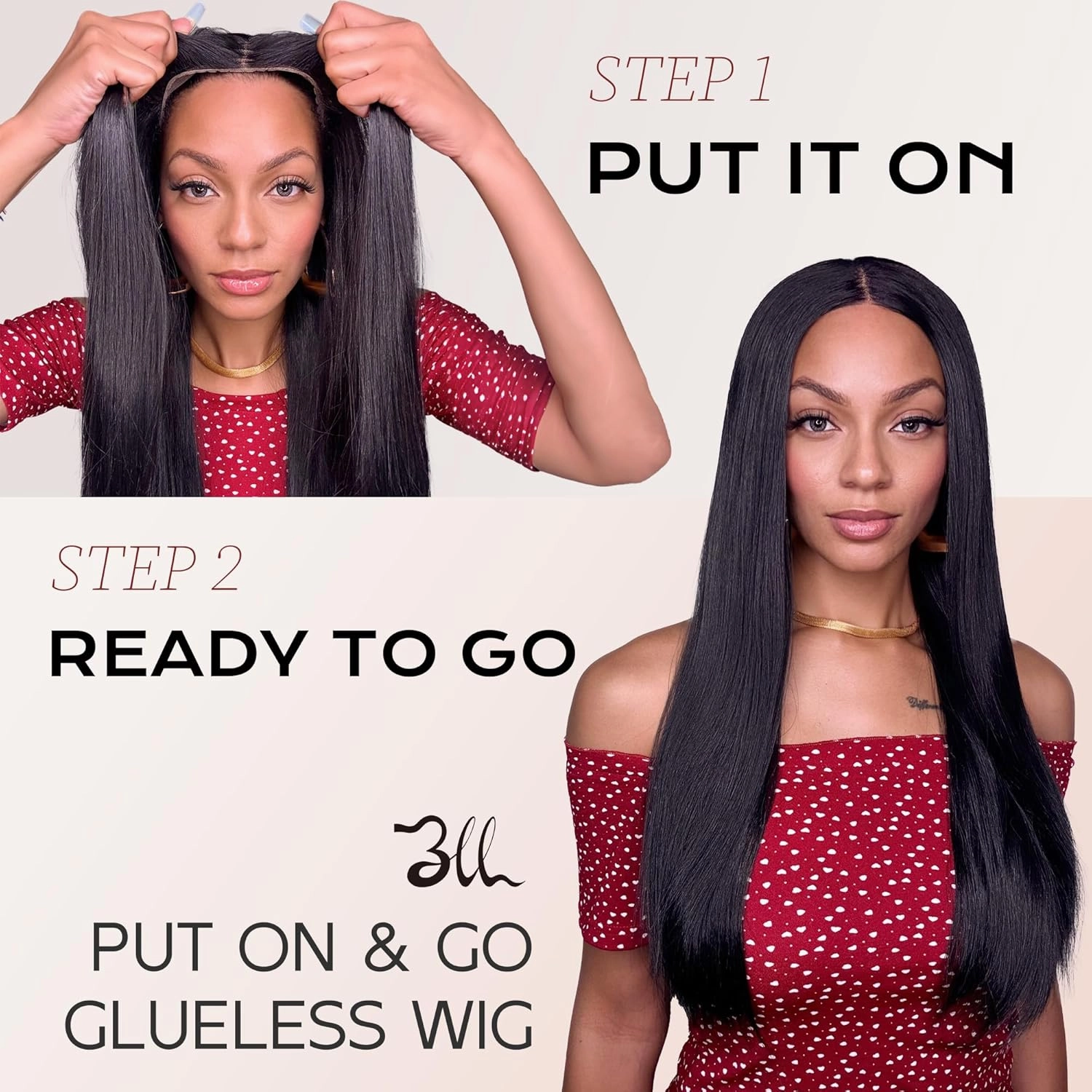 BLL Brown Wig, Glueless Synthetic Pre Plucked Pre Cut 6x4.5 Lace Front Chocolate Dark Brown Easy to Wear Put on and Go 26inch Long Straight Wigs for Black Women