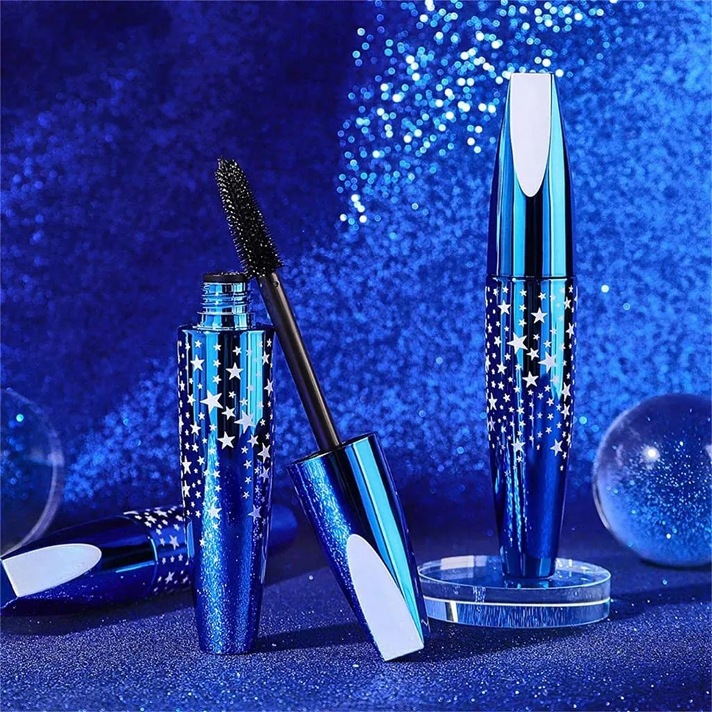 Blue Starry Mascara, 4D Silk Fiber Mascara, Natural Thick Curling Long Lasting Waterproof Black Lengthening Voluminous Mascara For Women & Girls (3 Pcs)