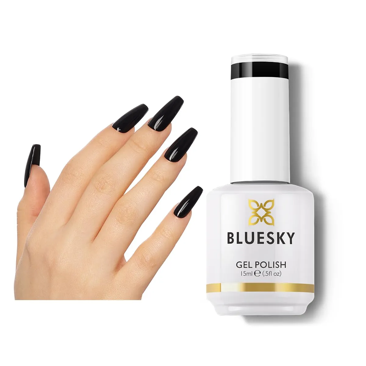BLUESKY Black Gel Nail Polish- Dark Black Gel Polish Colors,Long Lasting &Chip Resistant,Vegan,Nail Art Manicure Nail Polish,DIY at Home,15ml 7348P/BLACK KNIGHT