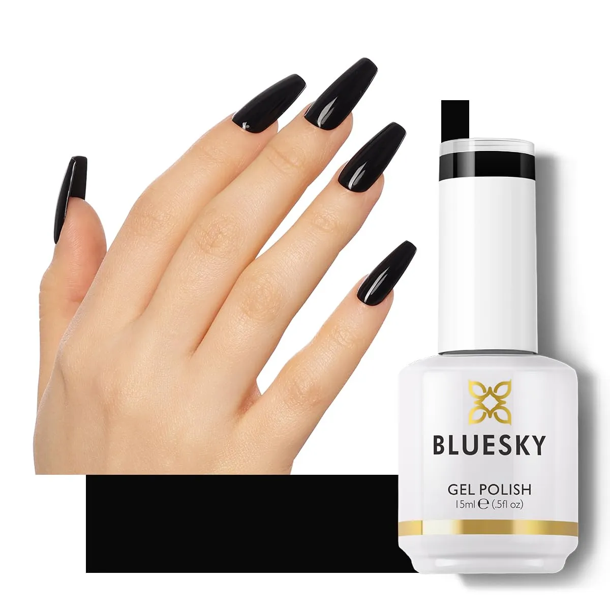 BLUESKY Black Gel Nail Polish- Dark Black Gel Polish Colors,Long Lasting &Chip Resistant,Vegan,Nail Art Manicure Nail Polish,DIY at Home,15ml 7348P/BLACK KNIGHT