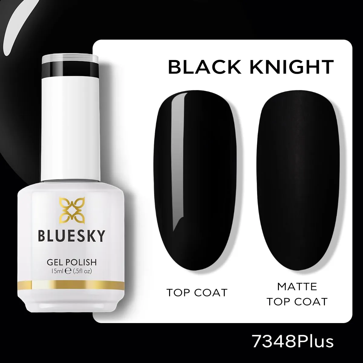 BLUESKY Black Gel Nail Polish- Dark Black Gel Polish Colors,Long Lasting &Chip Resistant,Vegan,Nail Art Manicure Nail Polish,DIY at Home,15ml 7348P/BLACK KNIGHT