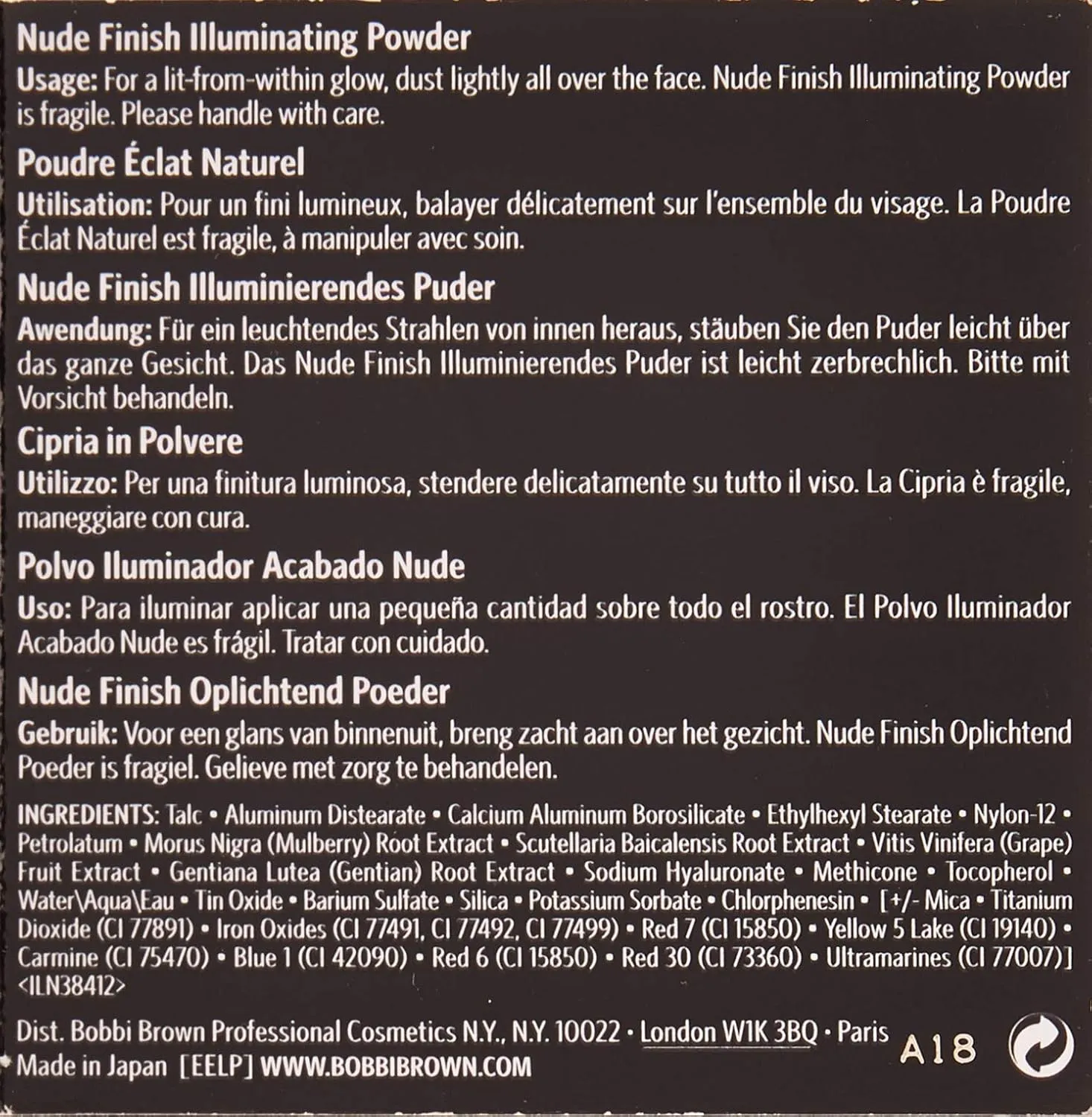 Bobbi Brown Nude Finish Illuminating Powder, Buff for Women, 0.23 Fl Oz