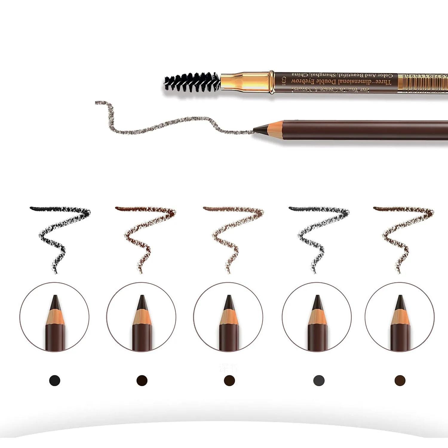 Bodermincer Eyebrow Pencil Longlasting Waterproof Durable Automaric Liner Eyebrow 5 Colors to Choose (5pcs, 4# Grey)