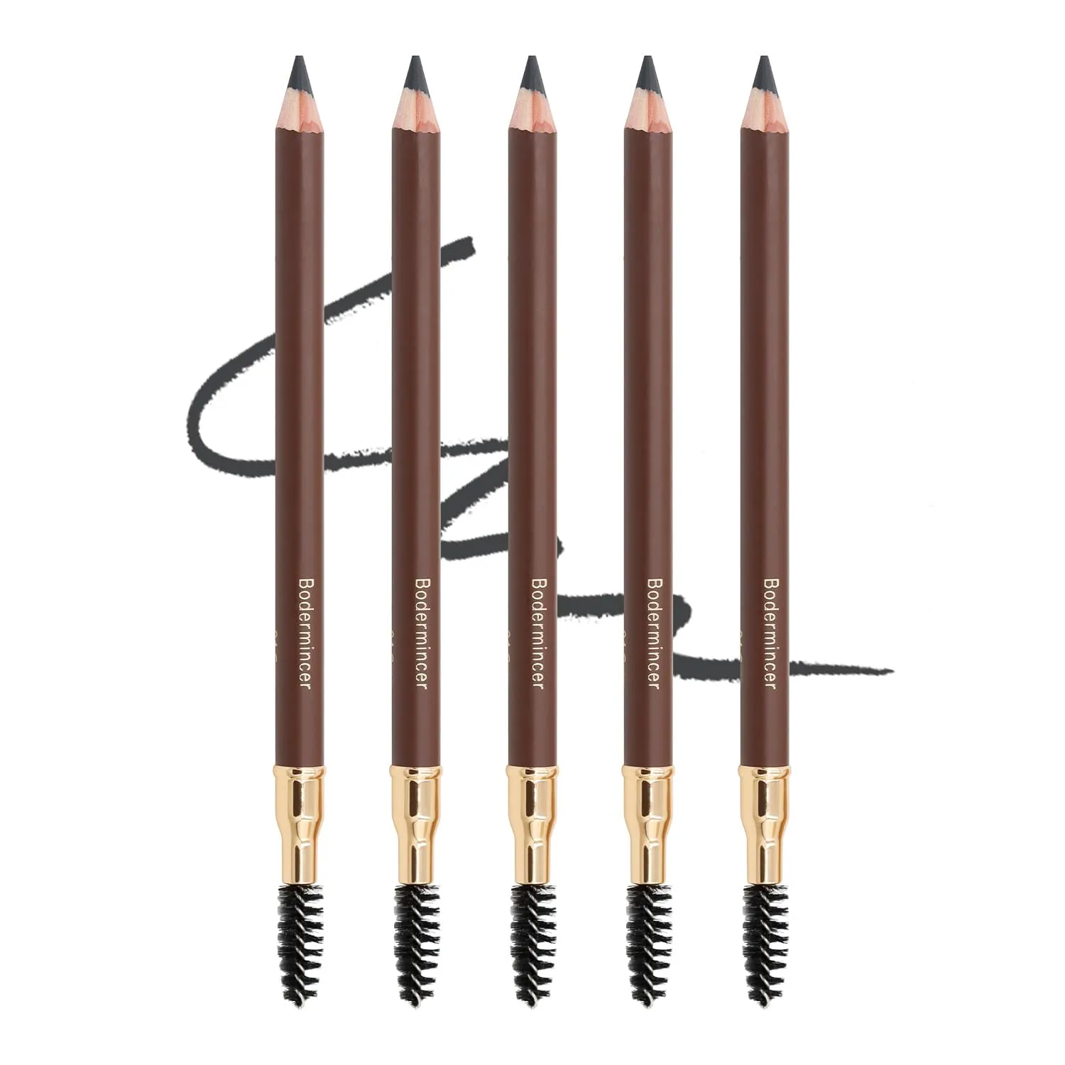 Bodermincer Eyebrow Pencil Longlasting Waterproof Durable Automaric Liner Eyebrow 5 Colors to Choose (5pcs, 4# Grey)