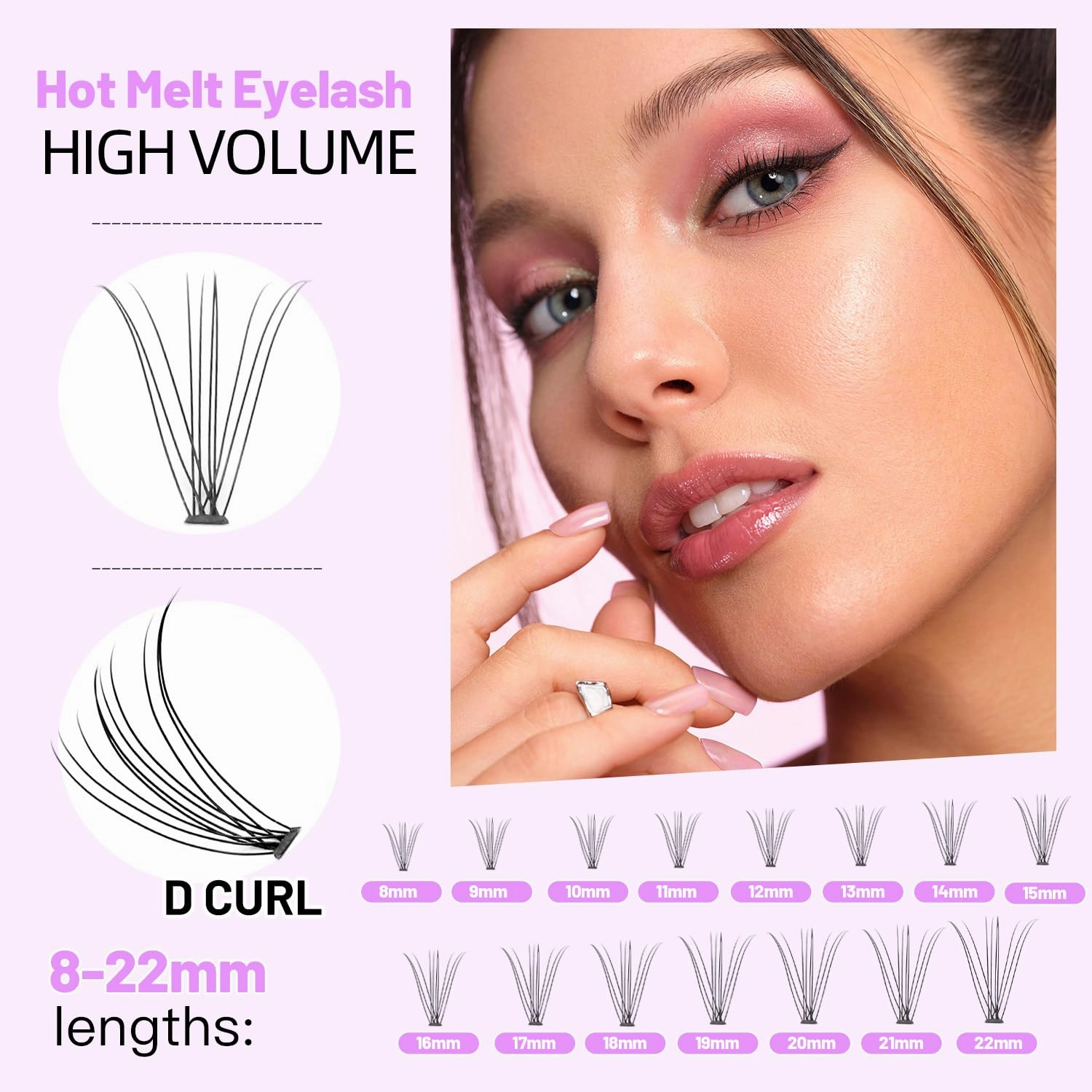 BODERMINCER 10 Root 60pcs 8-10-12-14-16mm Mixed Black Handmade False Eyelashes Natural Long Individual Eyelashes Extension Fake Lashes Makeup Beauty Cosmetic (5 PACKS-9MM)