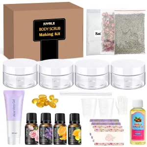Body Scrub Making Kit- Make Your Own Body Scrub with Almond Oil, Essential Oils, Moisturizing and Exfoliating Dry Skin, Hand, Foot, Gifts For Women & Men