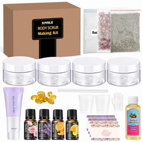 Body Scrub Making Kit- Make Your Own Body Scrub with Almond Oil, Essential Oils, Moisturizing and Exfoliating Dry Skin, Hand, Foot, Gifts For Women & Men