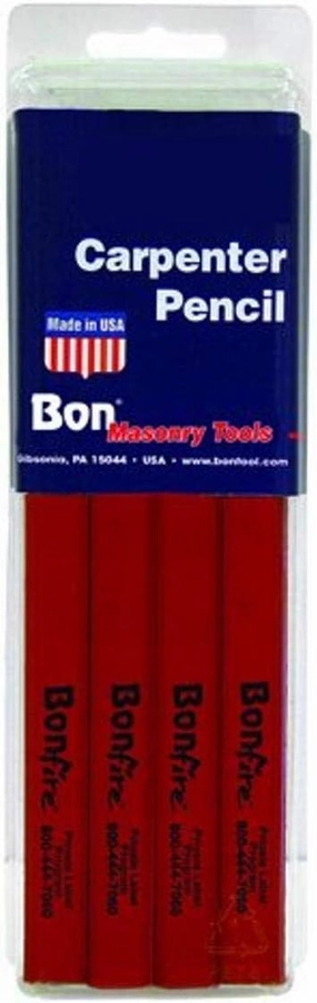 Bon 84-840 7-Inch Carpenter Pencil, Black Medium Lead with Red Casing, 72-Pack