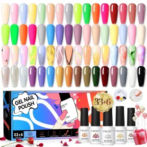 Born Pretty Gel Nail Polish Set Spring Summer Gel Polish Neon Pastel Sweet Candy Macron Color Gel Nail Art Gift Collection 39PCS