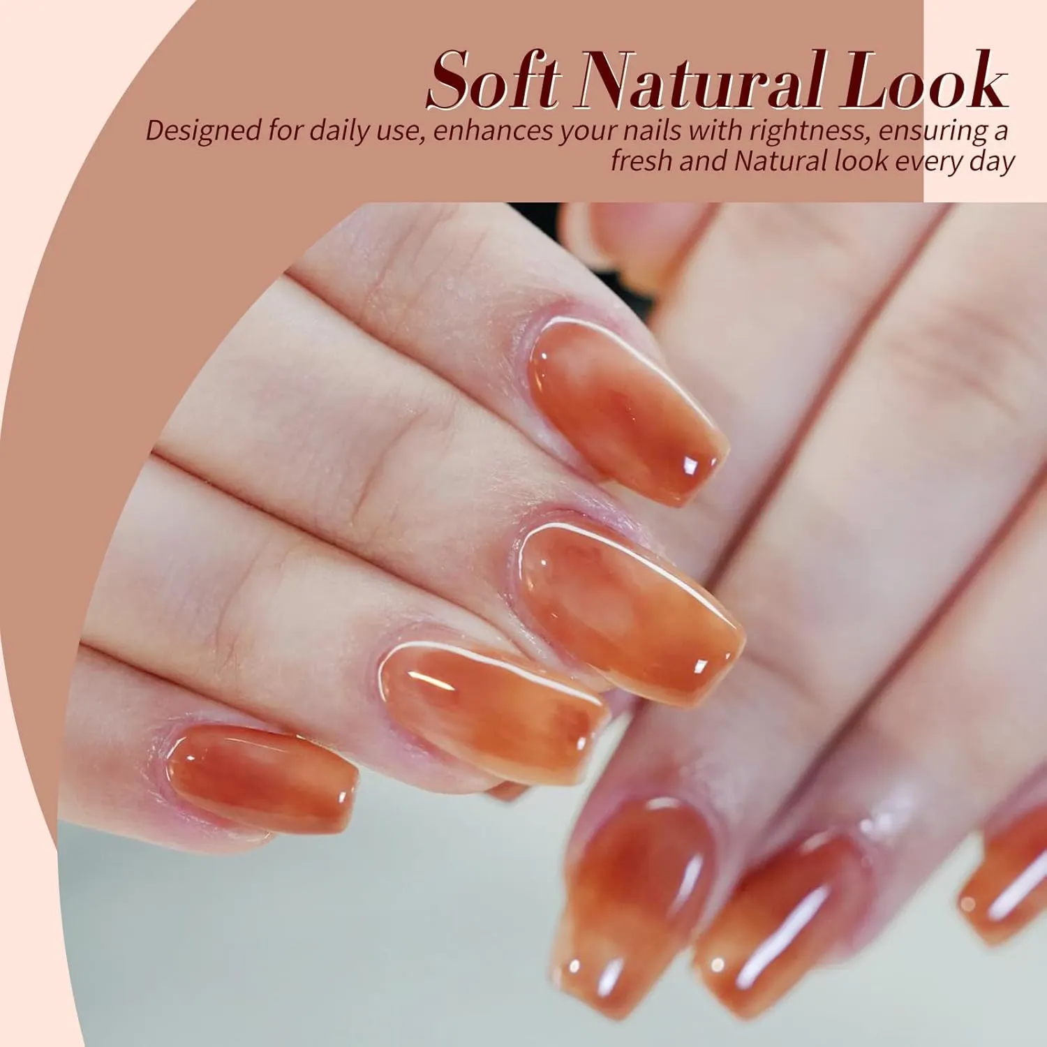 BORN PRETTY Jelly Gel Nail Polish Fall Winter Amber Crystal Brown Orange Red Gel Polish Transparent Nail Art Manicure DIY Home Salon 6PCS