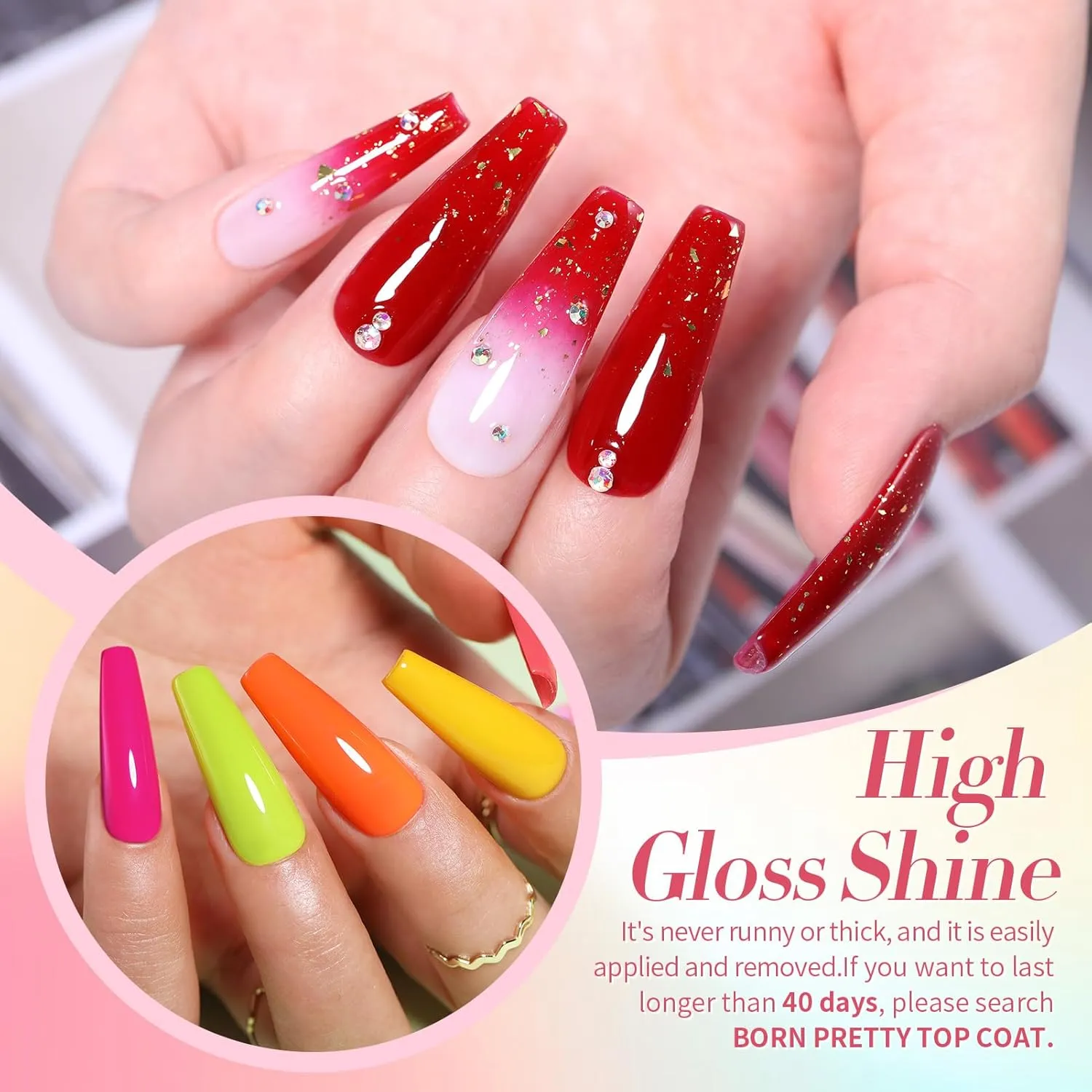 Born Pretty Spring Summer Gel Nail Polish Set Neon Pastel Candy Sweet Color Gel Collection Pink Green Blue Yellow Purple Gel Polish Christmas Day Gift 52PCS