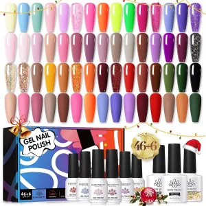 Born Pretty Spring Summer Gel Nail Polish Set Neon Pastel Candy Sweet Color Gel Collection Pink Green Blue Yellow Purple Gel Polish Christmas Day Gift 52PCS