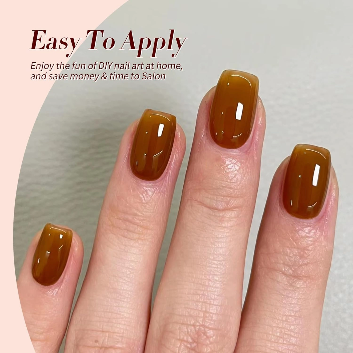 BORN PRETTY Jelly Gel Nail Polish Fall Winter Amber Crystal Brown Orange Red Gel Polish Transparent Nail Art Manicure DIY Home Salon 6PCS