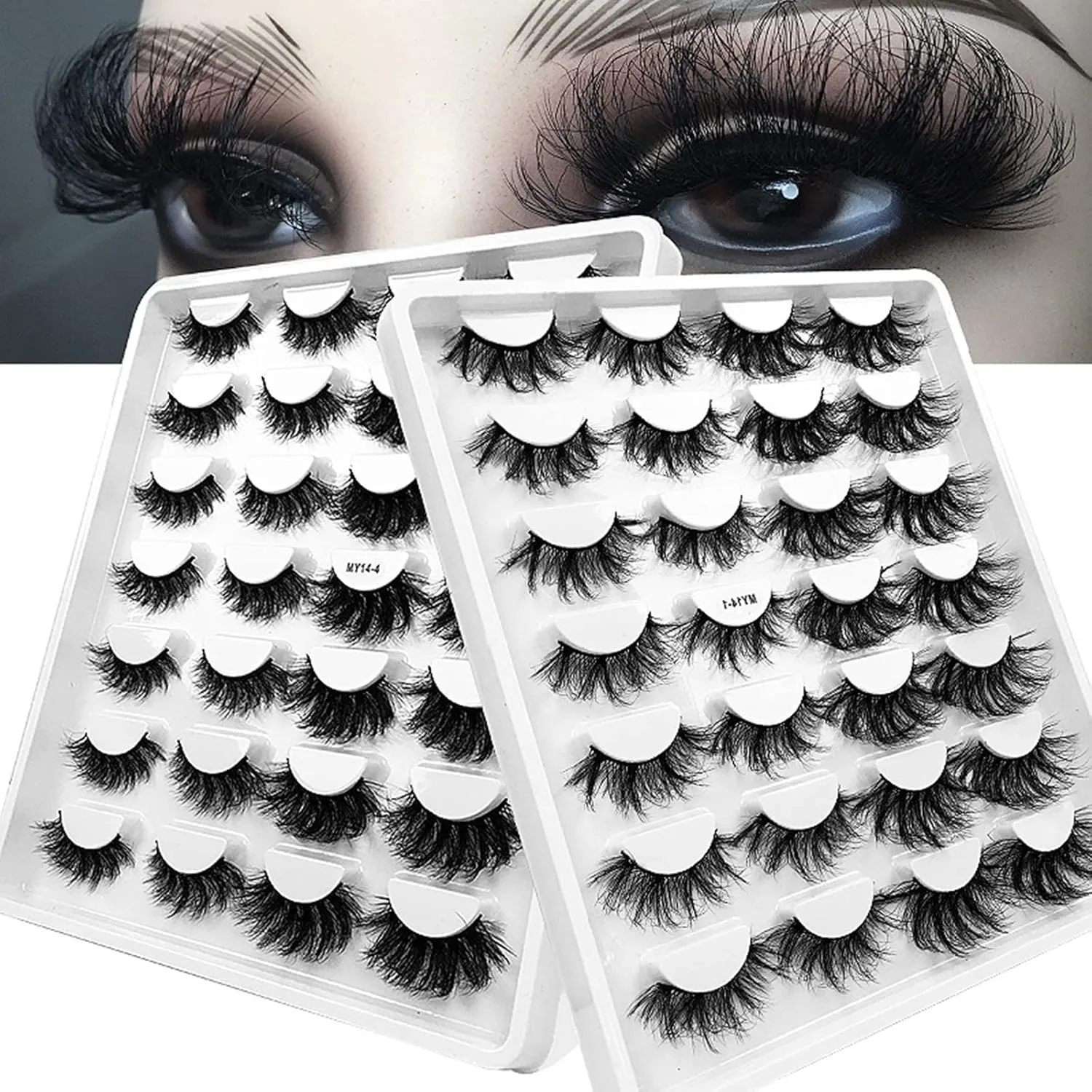 Braiton False Lashes 8D Curl Lash Strips Super Fluffy Faux Eyelashes 42 Pairs 3 Box Volume Lashes Thick Curls are Naturally Messy,M3