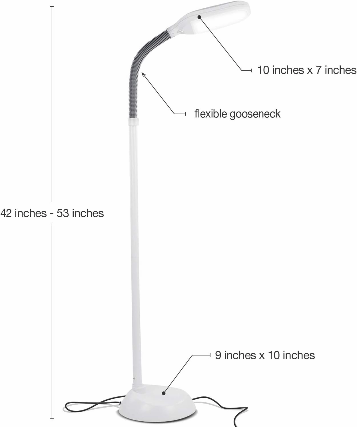 Brightech Litespan - Bright LED Floor Reading Lamp for Over Chair Crafts and Reading, Estheticians' Light for Lash Extensions, Adjustable Standing Lamp for Living Room, Bedroom, Office - White