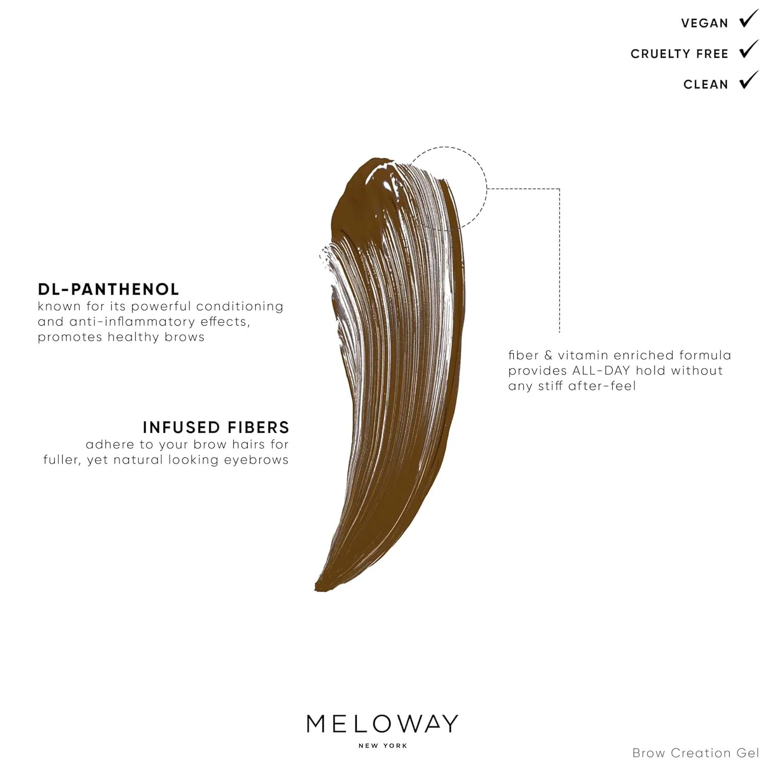 Brow Creation Gel - Tinted Fiber Gel for Thicker, Fluffier Brows - Patented Brush - Vitamin-Enriched Formula - Vegan, Cruelty-Free, Clean - Made in USA - Medium Brown (Dirty Chai) - 6.0ml